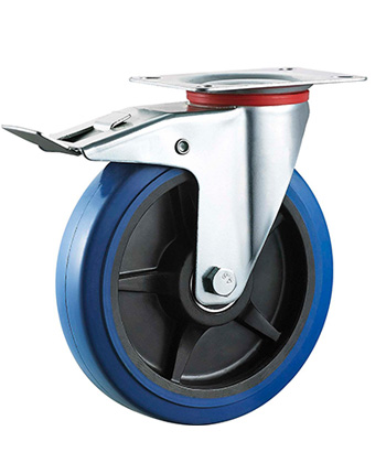 BLue Elastic Rubber Caster with PP core 