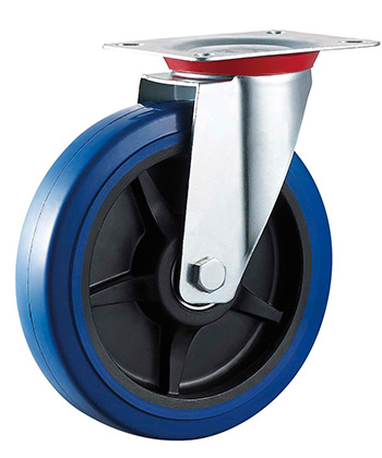 BLue Elastic Rubber Caster with PP core  