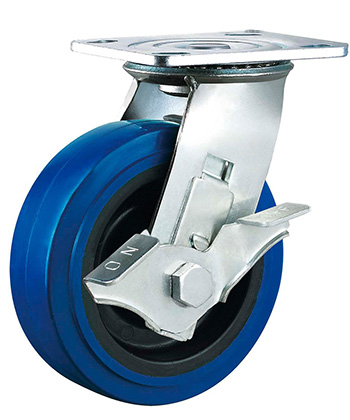 Heavy Duty Blue Elastic Rubber Caster with black core  