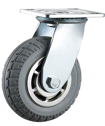 Heavy Duty Foaming Rubber Caster with Silver Core  