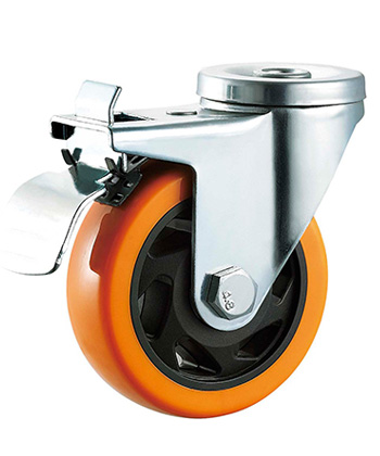 Orange Polyurethane/PVC Caster,Double Ball Bearing