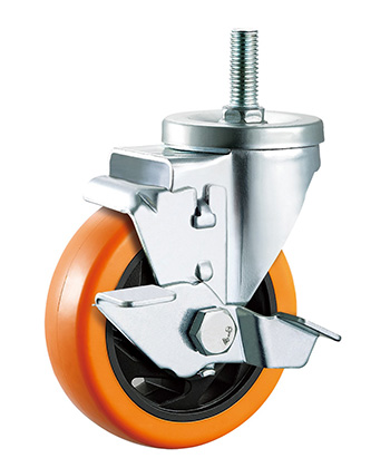 Orange Polyurethane/PVC Caster,Double Ball Bearing  