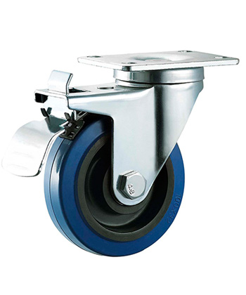 BLue Elastic Rubber Caster with PP core  