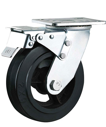 Heavy Duty Rubber Caster with Cast Iron Core