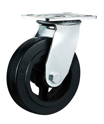 Heavy Duty Rubber Caster with Cast Iron Core  