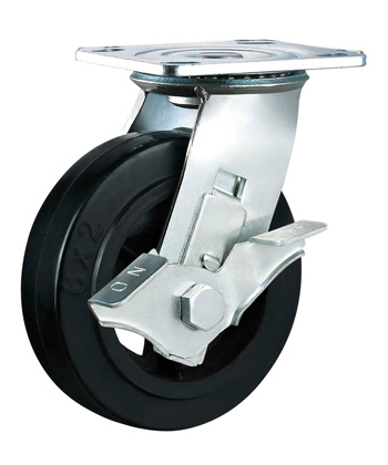 Heavy Duty Rubber Caster with Cast Iron Core 