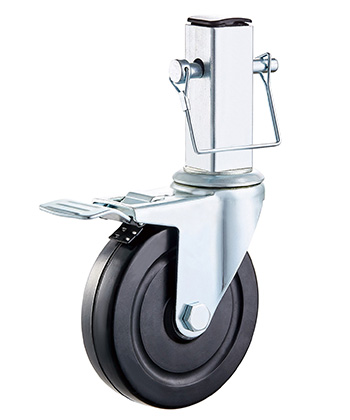 Scaffolding Caster with Rubber Wheel with Solid Stem 