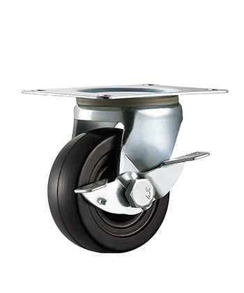Black Rubber Caster with Plate 