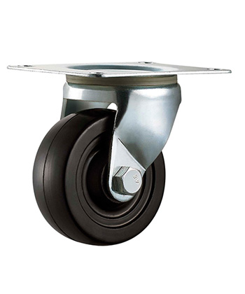 Black Rubber Caster with Plate 