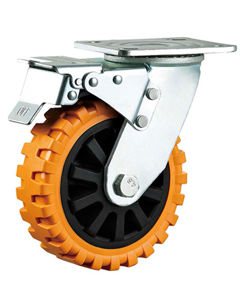 Heavy Duty Orange Polyurethane Caster with Black core
