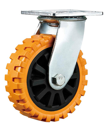 Heavy Duty Orange Polyurethane Caster with Black core