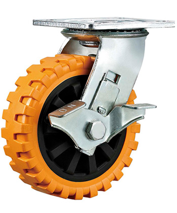 Heavy Duty Orange Polyurethane Caster with Black core
