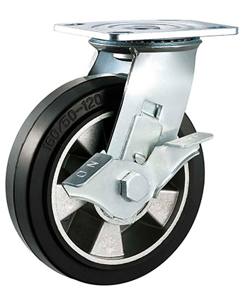 Heavy Duty Black Elastic Rubber Caster with Alumium core