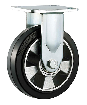 Heavy Duty Black Elastic Rubber Caster with Alumium core 