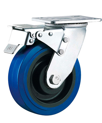 Heavy Duty Blue Elastic Rubber Caster with black core