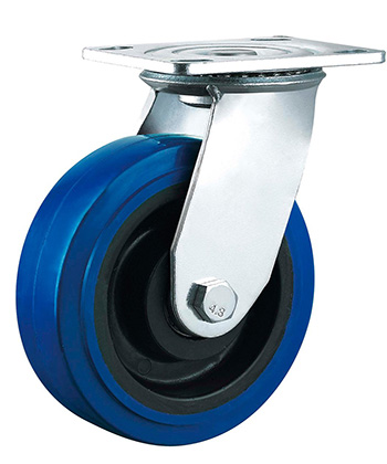 Heavy Duty Blue Elastic Rubber Caster with black core 