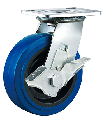 Heavy Duty Blue Elastic Rubber Caster with black core 