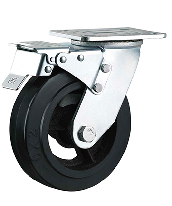 Heavy Duty Rubber Caster with Cast Iron Core