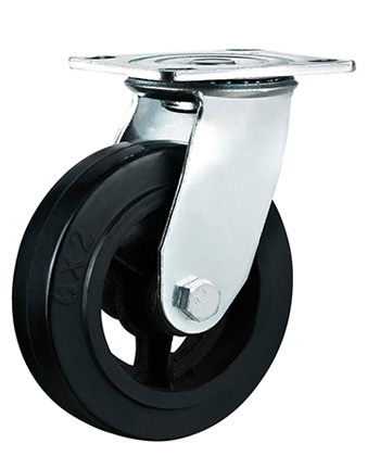 Heavy Duty Rubber Caster with Cast Iron Core 