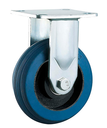 Heavy Duty Blue Rubber Caster with Black Cast Iron Core