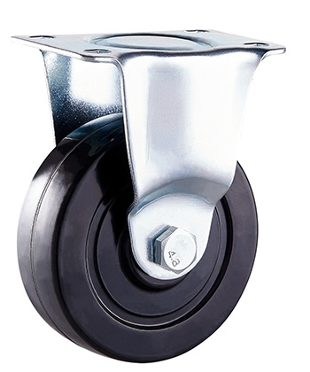 Rubber Rigid Caster with plate,Plain Bearing