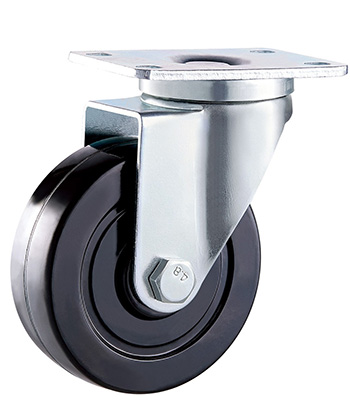 Rubber Rigid Caster with plate,Plain Bearing