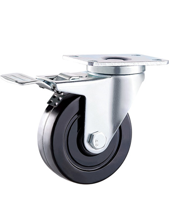 Rubber Rigid Caster with plate,Plain Bearing