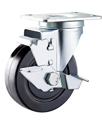 Rubber Rigid Caster with plate,Plain Bearing