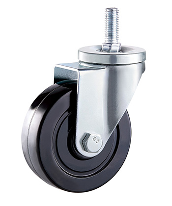 Rubber Rigid Caster with Stem,Plain Bearing