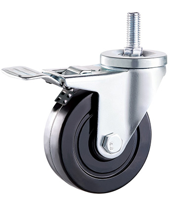 Rubber Rigid Caster with Stem,Plain Bearing 