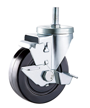 Rubber Rigid Caster with Stem,Plain Bearing 