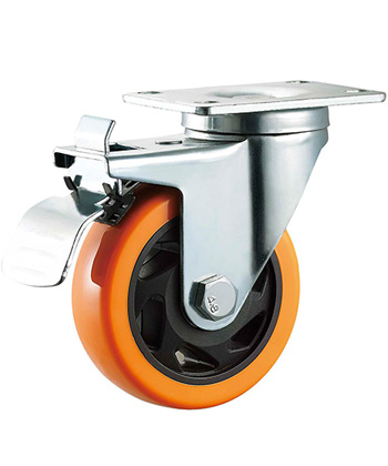 Medium-duty Plastic CasterOrange Polyurethane/PVC Caster,Double Ball Bearing