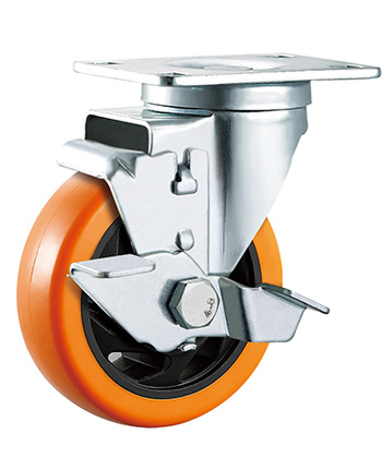 Medium-duty Plastic CasterOrange Polyurethane/PVC Caster,Double Ball Bearing 