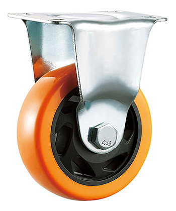 Medium-duty Plastic CasterOrange Polyurethane/PVC Caster,Double Ball Bearing  