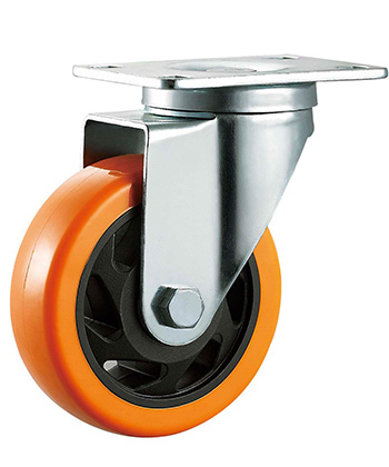 Medium-duty Plastic CasterOrange Polyurethane/PVC Caster,Double Ball Bearing 