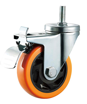Orange Polyurethane/PVC Caster,Double Ball Bearing