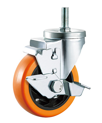 Orange Polyurethane/PVC Caster,Double Ball Bearing 