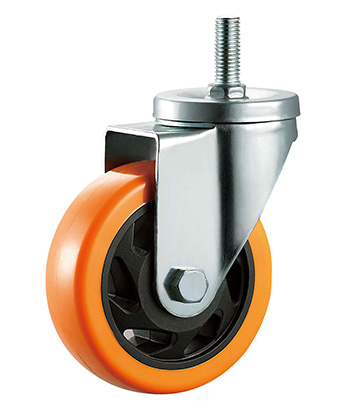 Orange Polyurethane/PVC Caster,Double Ball Bearing 