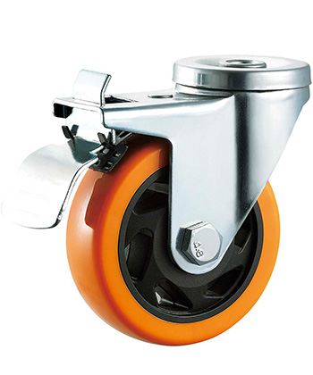 Orange Polyurethane/PVC Caster,Double Ball Bearing