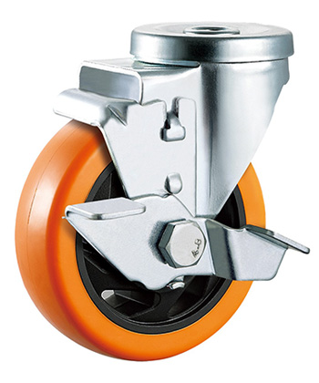 Orange Polyurethane/PVC Caster,Double Ball Bearing 