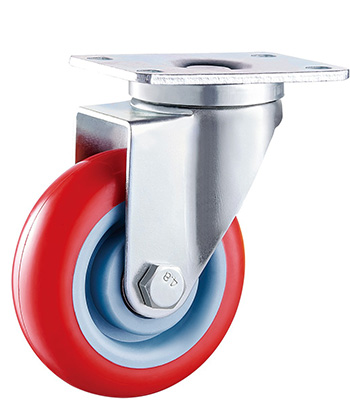 Red Polyurethane/PVC Caster,Double Ball Bearing 