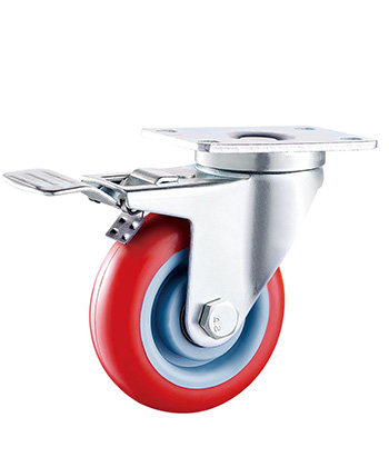 Red Polyurethane/PVC Caster,Double Ball Bearing