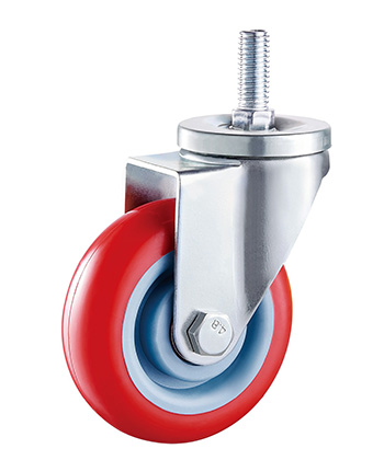 Red Polyurethane/PVC Caster,Double Ball Bearing