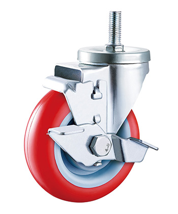 Red Polyurethane/PVC Caster,Double Ball Bearing 