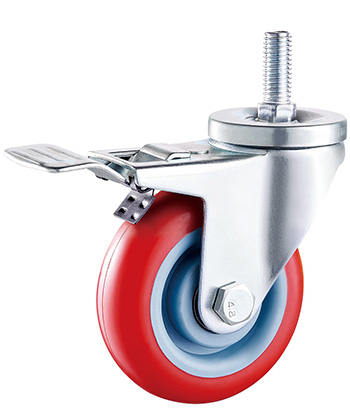 Red Polyurethane/PVC Caster,Double Ball Bearing 