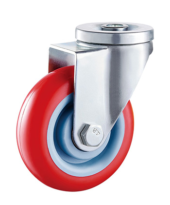 Red Polyurethane/PVC Caster,Double Ball Bearing