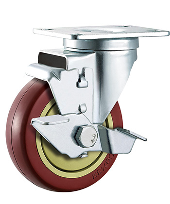 Red Polyurethane/PVC Caster,Ball Bearing