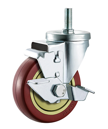 Red Polyurethane/PVC Caster,Ball Bearing  