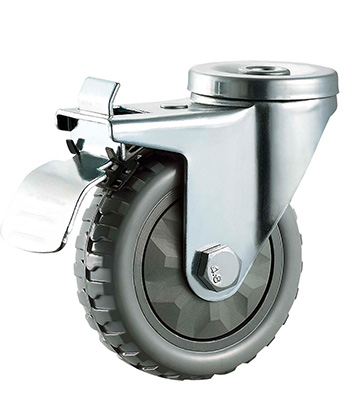 Grey Polyurethane/PVC Caster,Ball Bearing   