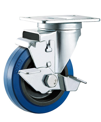 BLue Elastic Rubber Caster with PP core 